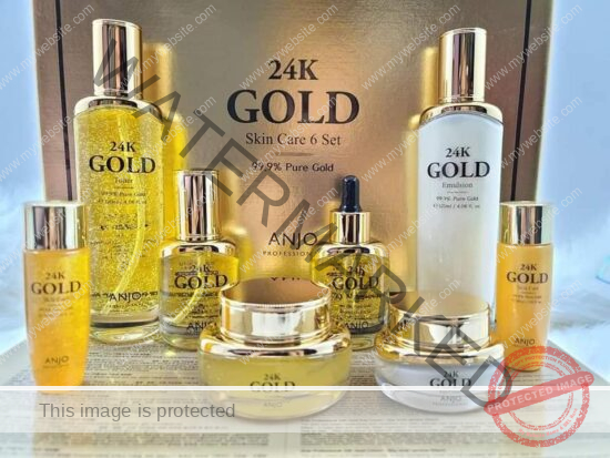 ANJO Skin Care 24K 1set 6+2 Toner 120ml, Emulsion 120ml, Essence 35ml, Cream 50g, Eye Cream 30g, Ampoule 35ml + Portable (Toner, Emulsion) - Image 2