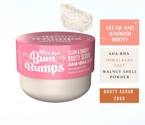 LUXE ORGANIX Bye Bye Bum Bumps Clear and Smooth Booty Scrub 285g