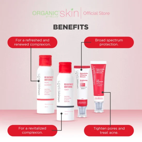 Organic Skin Japan Rejuvenate Whitening Kit with Facial Cleanser, Toner, Face Cream & Serum Rejuve - Image 3