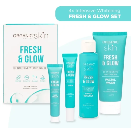 Organic Skin Japan Fresh & Glow 4x Intensive Whitening Set 4 in 1 Skincare Set