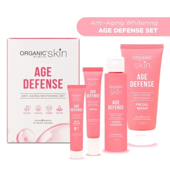 Organic Skin Japan Age Defense Anti-Aging Whitening Set Anti Aging 4 in 1 Skincare Set