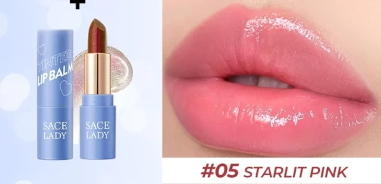 SACE LADY Tinted Lip Balm Theraphy Magic Lasting Waterproof Lip Tint & Stain Lipstick High Pigmented (A05 STARLIT PINK)