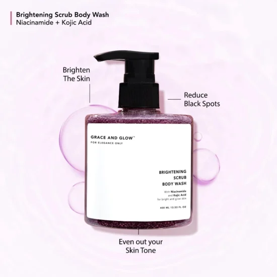 Grace and Glow Brightening Scrub Body Wash - for Bright and Glow Skin with Niacinamide Whitening